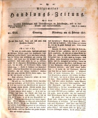 Allgemeine Handlungs-Zeitung Sonntag 18. Februar 1827