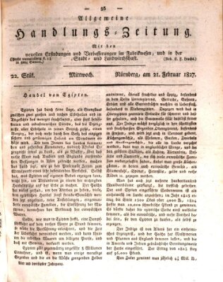 Allgemeine Handlungs-Zeitung Mittwoch 21. Februar 1827