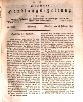 Allgemeine Handlungs-Zeitung Mittwoch 28. Februar 1827