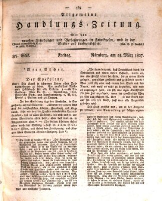 Allgemeine Handlungs-Zeitung Freitag 23. März 1827