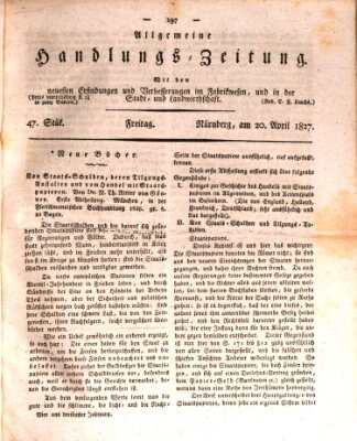 Allgemeine Handlungs-Zeitung Freitag 20. April 1827