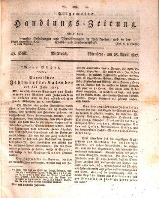 Allgemeine Handlungs-Zeitung Mittwoch 25. April 1827