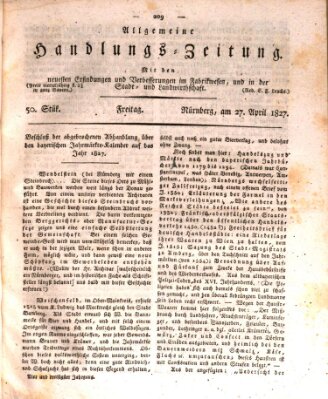 Allgemeine Handlungs-Zeitung Freitag 27. April 1827