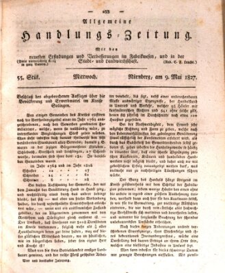 Allgemeine Handlungs-Zeitung Mittwoch 9. Mai 1827