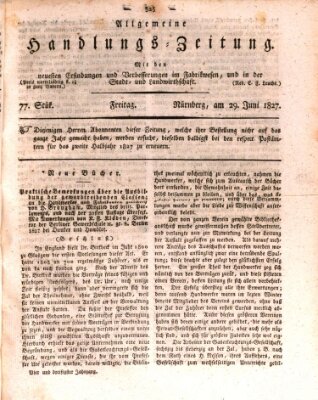 Allgemeine Handlungs-Zeitung Freitag 29. Juni 1827