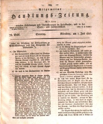 Allgemeine Handlungs-Zeitung Sonntag 1. Juli 1827