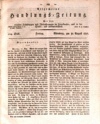 Allgemeine Handlungs-Zeitung Freitag 31. August 1827