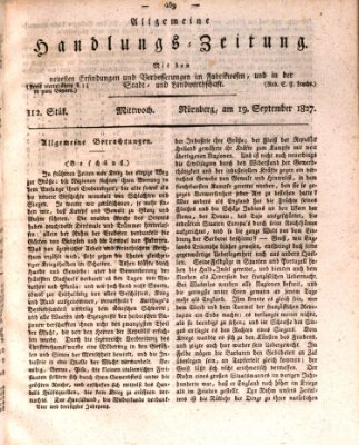 Allgemeine Handlungs-Zeitung Mittwoch 19. September 1827