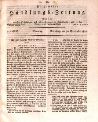 Allgemeine Handlungs-Zeitung Sonntag 30. September 1827