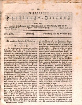 Allgemeine Handlungs-Zeitung Sonntag 28. Oktober 1827