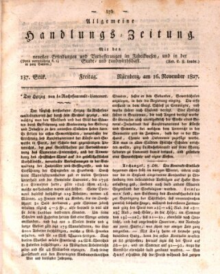 Allgemeine Handlungs-Zeitung Freitag 16. November 1827