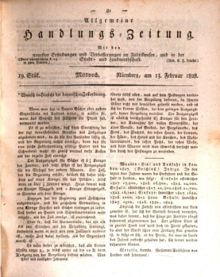 Allgemeine Handlungs-Zeitung Mittwoch 13. Februar 1828