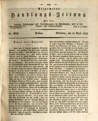 Allgemeine Handlungs-Zeitung Freitag 25. April 1828