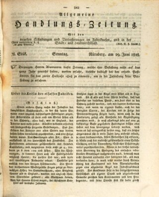 Allgemeine Handlungs-Zeitung Sonntag 29. Juni 1828