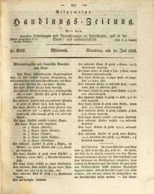 Allgemeine Handlungs-Zeitung Mittwoch 30. Juli 1828