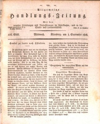 Allgemeine Handlungs-Zeitung Mittwoch 3. September 1828