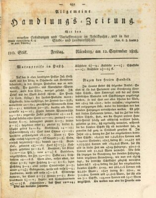 Allgemeine Handlungs-Zeitung Freitag 12. September 1828