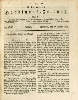 Allgemeine Handlungs-Zeitung Freitag 17. Oktober 1828