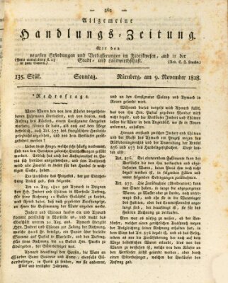 Allgemeine Handlungs-Zeitung Sonntag 9. November 1828