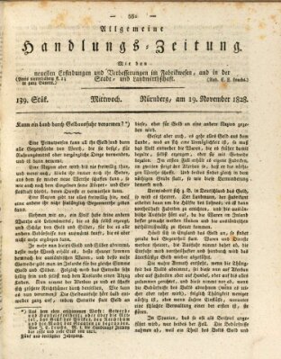 Allgemeine Handlungs-Zeitung Mittwoch 19. November 1828