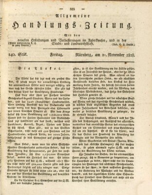 Allgemeine Handlungs-Zeitung Freitag 21. November 1828