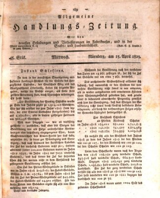 Allgemeine Handlungs-Zeitung Mittwoch 15. April 1829