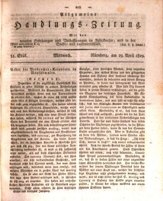 Allgemeine Handlungs-Zeitung Mittwoch 29. April 1829