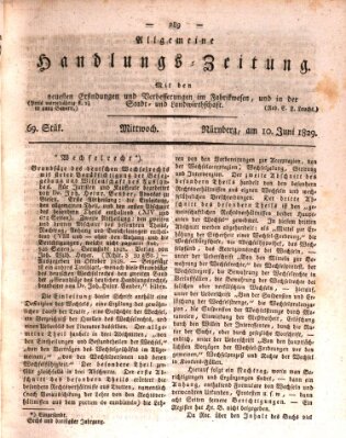 Allgemeine Handlungs-Zeitung Mittwoch 10. Juni 1829