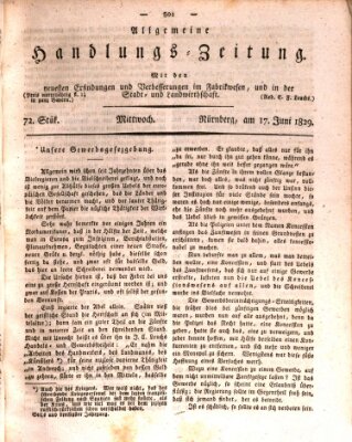 Allgemeine Handlungs-Zeitung Mittwoch 17. Juni 1829