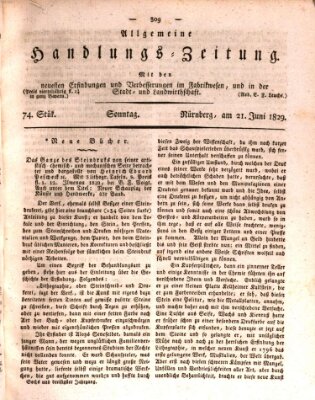 Allgemeine Handlungs-Zeitung Sonntag 21. Juni 1829