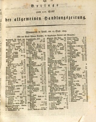 Allgemeine Handlungs-Zeitung Mittwoch 30. September 1829