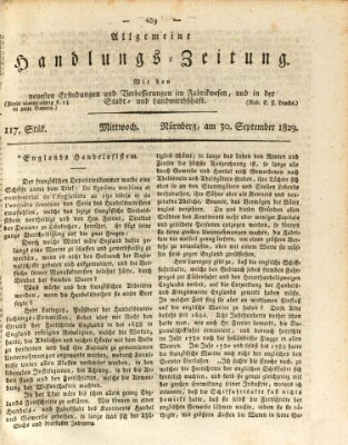 Allgemeine Handlungs-Zeitung Mittwoch 30. September 1829