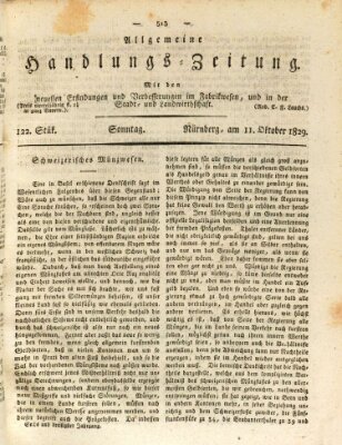 Allgemeine Handlungs-Zeitung Sonntag 11. Oktober 1829