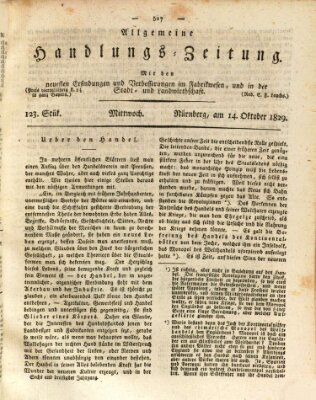 Allgemeine Handlungs-Zeitung Mittwoch 14. Oktober 1829