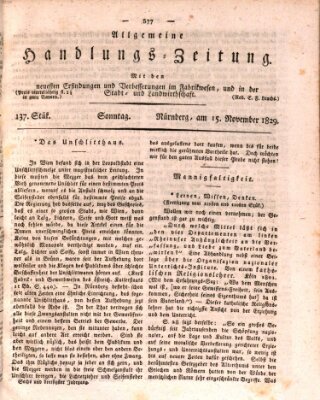 Allgemeine Handlungs-Zeitung Sonntag 15. November 1829