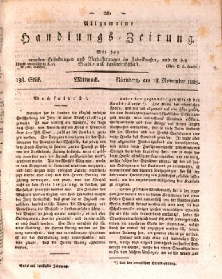 Allgemeine Handlungs-Zeitung Mittwoch 18. November 1829