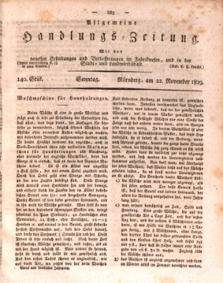 Allgemeine Handlungs-Zeitung Sonntag 22. November 1829