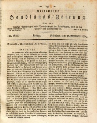 Allgemeine Handlungs-Zeitung Freitag 27. November 1829