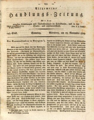 Allgemeine Handlungs-Zeitung Sonntag 29. November 1829