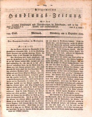 Allgemeine Handlungs-Zeitung Mittwoch 2. Dezember 1829