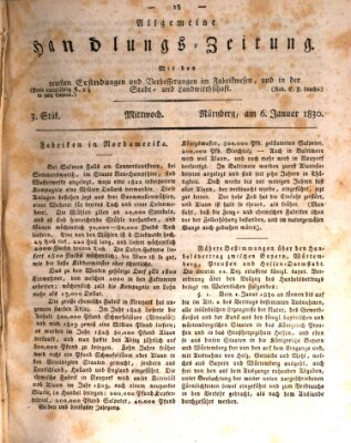 Allgemeine Handlungs-Zeitung Mittwoch 6. Januar 1830