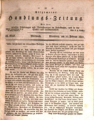 Allgemeine Handlungs-Zeitung Mittwoch 10. Februar 1830