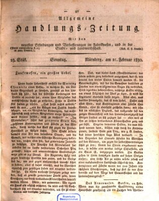 Allgemeine Handlungs-Zeitung Sonntag 21. Februar 1830