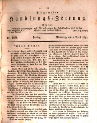 Allgemeine Handlungs-Zeitung Freitag 2. April 1830