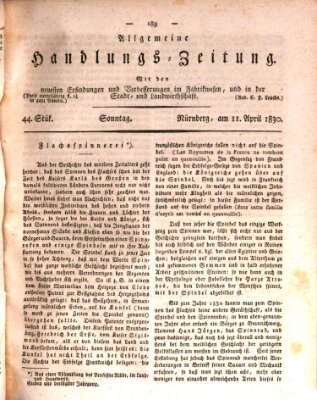 Allgemeine Handlungs-Zeitung Sonntag 11. April 1830