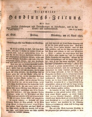 Allgemeine Handlungs-Zeitung Freitag 16. April 1830