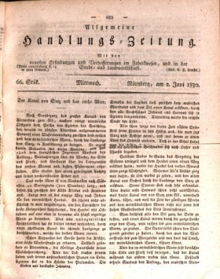 Allgemeine Handlungs-Zeitung Mittwoch 2. Juni 1830