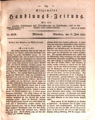 Allgemeine Handlungs-Zeitung Mittwoch 16. Juni 1830