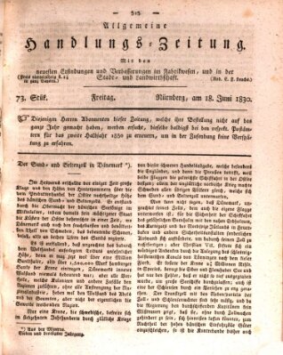 Allgemeine Handlungs-Zeitung Freitag 18. Juni 1830