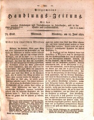 Allgemeine Handlungs-Zeitung Mittwoch 23. Juni 1830